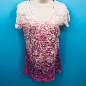 Prana‎ women’s top pink and white hombre size small
